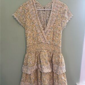 American Eagle Outfitters Yellow Floral Mini Dress Size L